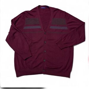 SOLD Alan Flusser Men’s Burgundy 100% Cotton Cardigan Sweater Size XXL